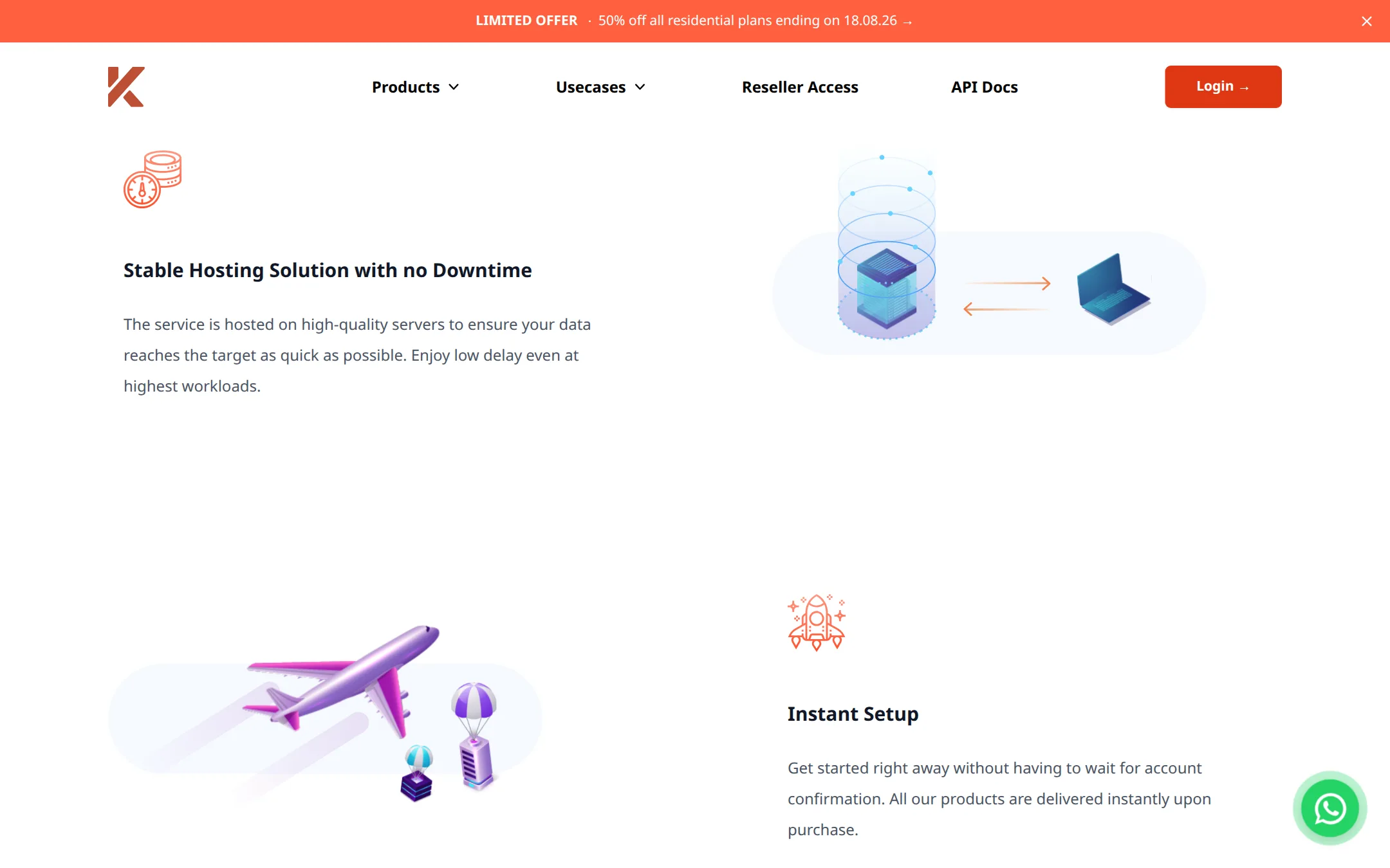 KOCH, Produkt-Features, Hosting, Instant Setup, Skalierung
