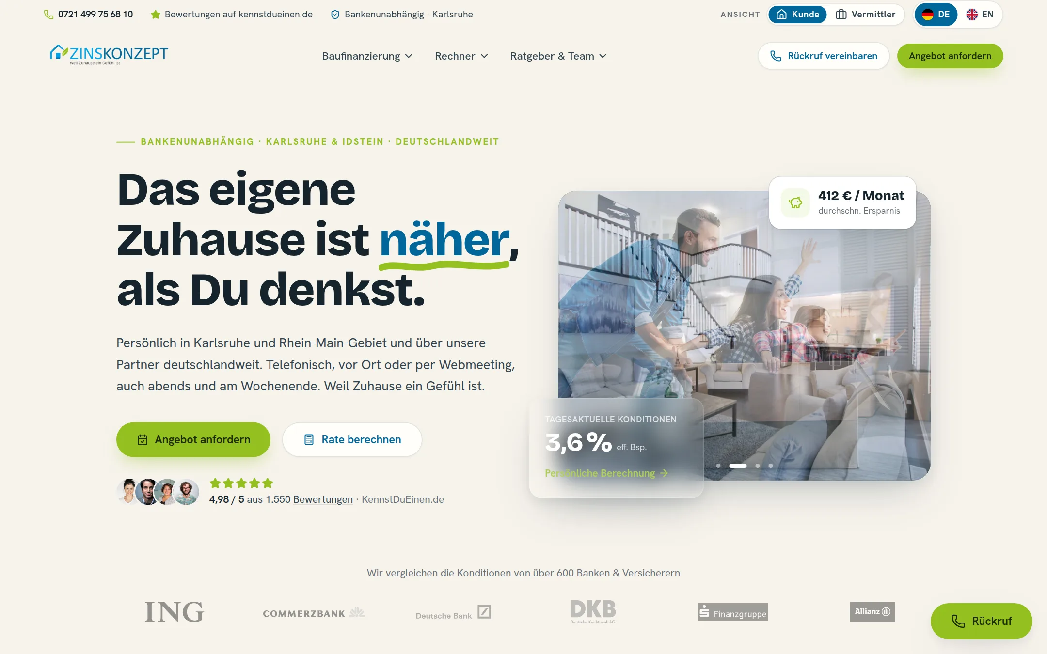 Zinskonzept, Startseite